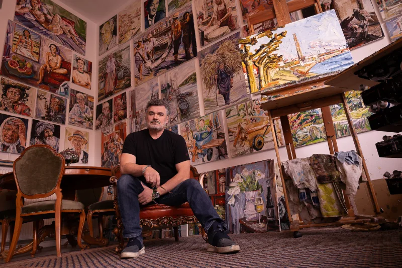 Portrait des Malers im Atelier
